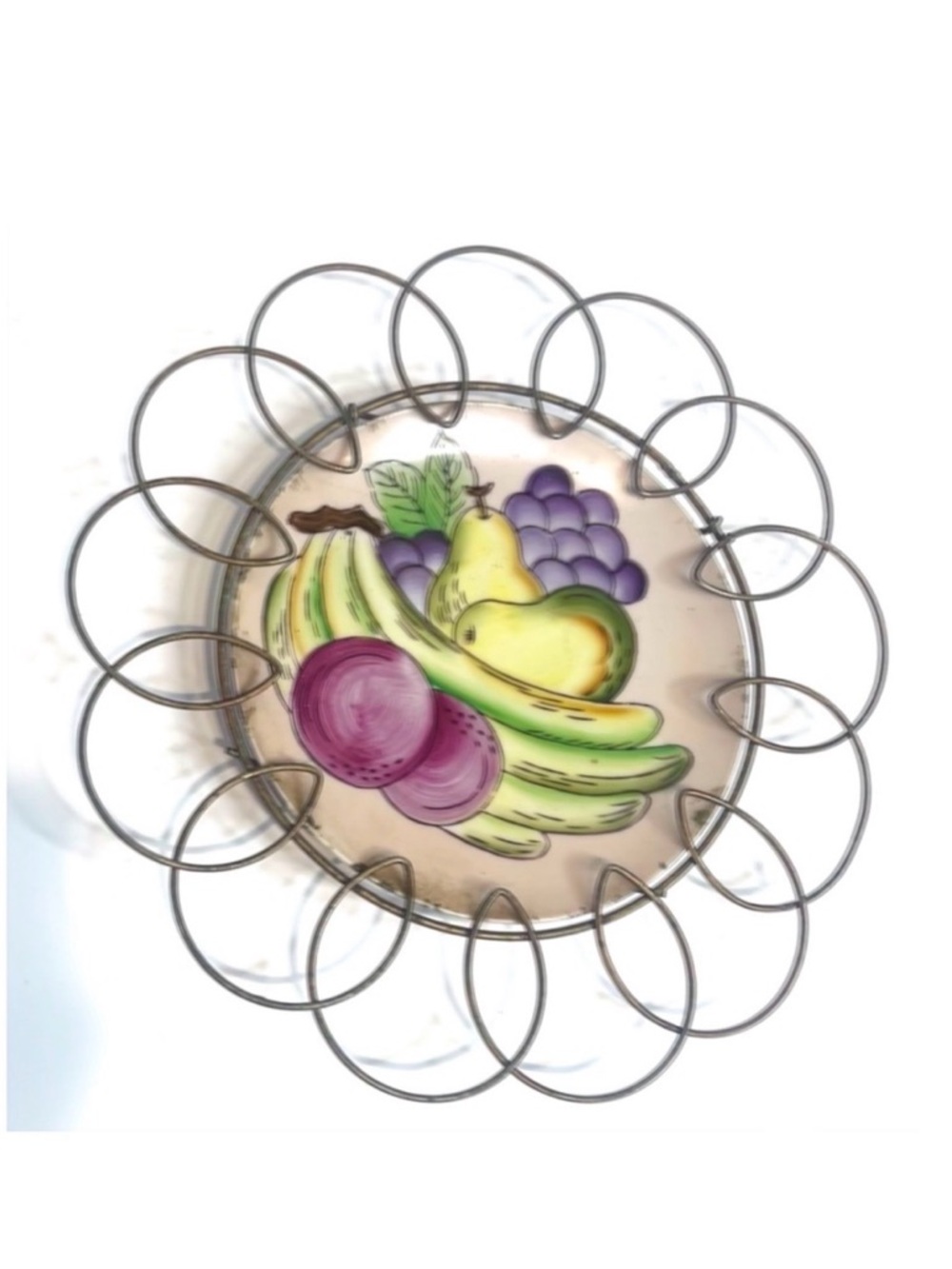 Fruit Design Metal Wire Hanging plate vintage made in Japan